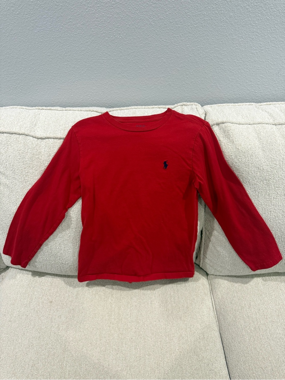 Polo by Ralph Lauren Red Long-Sleeve Crew Tee with Navy Pony